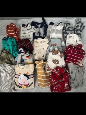 Baby Sleepers Footed Pajama Bundle - Mixed Prints- fits 8lbs and under - Boys